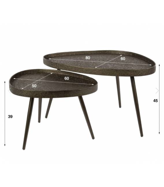 Kavos staliukų komplektas CONTOUR 50x60/80x60 rudas (2vnt.)