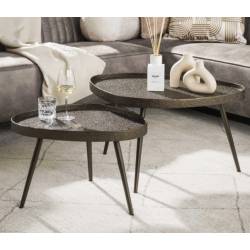 Kavos staliukų komplektas CONTOUR 50x60/80x60 rudas (2vnt.)