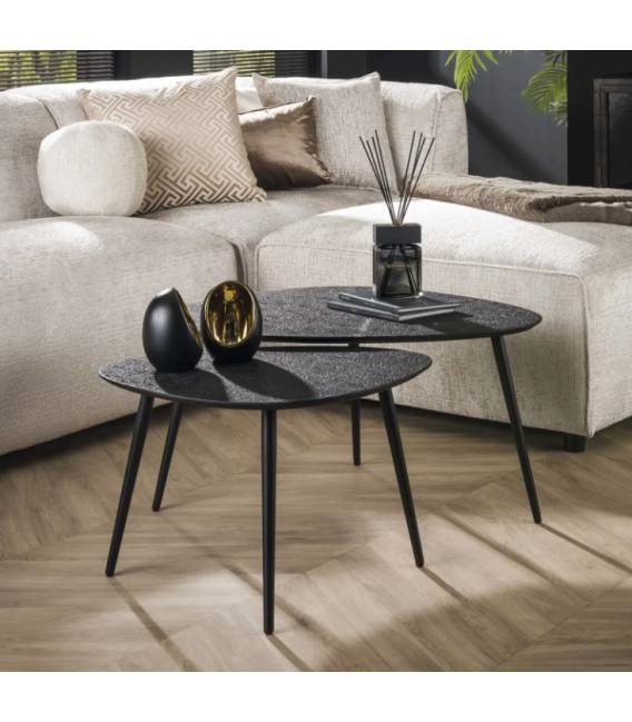 Kavos staliukų komplektas METALLIC 47x61/59x80 tamsiai pilkas (2vnt.)