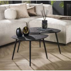 Kavos staliukų komplektas METALLIC 47x61/59x80 tamsiai pilkas (2vnt.)