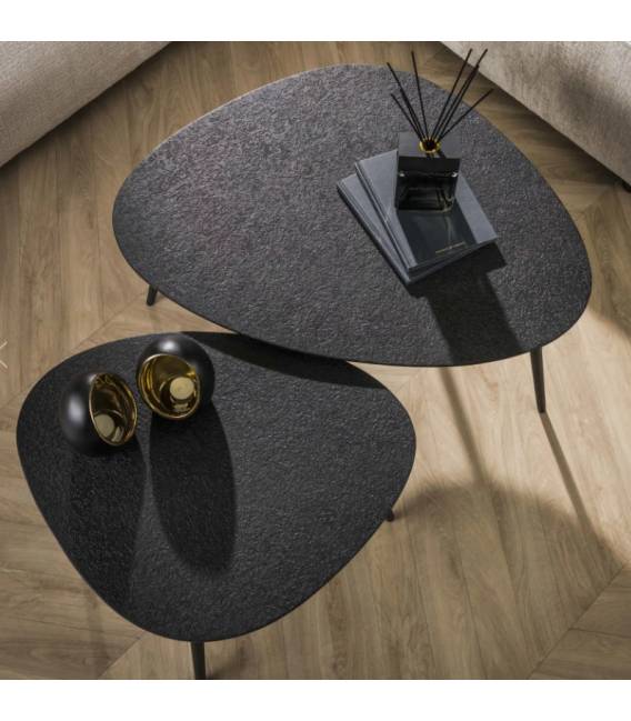 Kavos staliukų komplektas METALLIC 47x61/59x80 tamsiai pilkas (2vnt.)