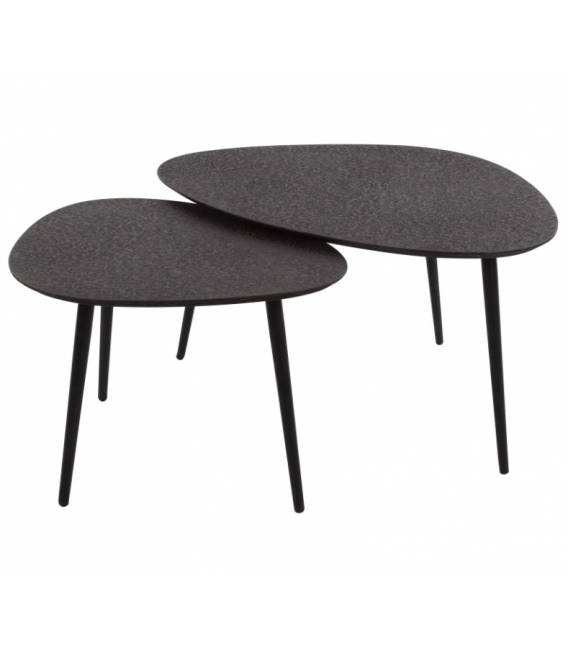 Kavos staliukų komplektas METALLIC 47x61/59x80 tamsiai pilkas (2vnt.)