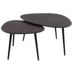 Kavos staliukų komplektas METALLIC 47x61/59x80 tamsiai pilkas (2vnt.)