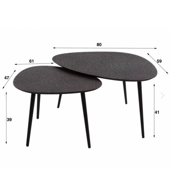 Kavos staliukų komplektas METALLIC 47x61/59x80 tamsiai pilkas (2vnt.)