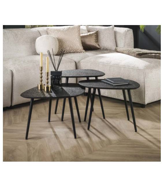 Kavos staliukų komplektas METALLIC 62x52x54 juodas (3vnt.)