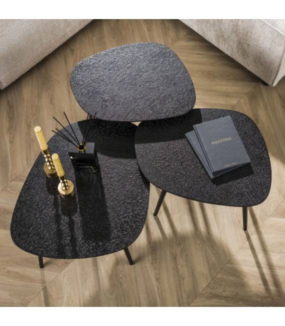 Kavos staliukų komplektas METALLIC 62x52x54 juodas (3vnt.)