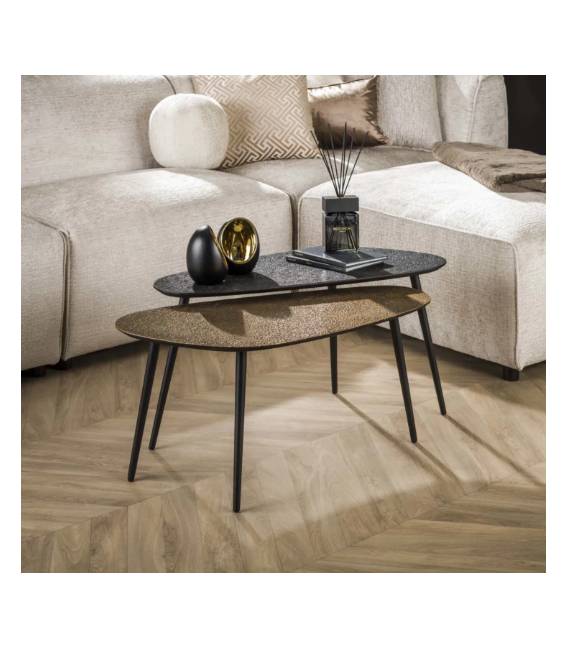 Kavos staliukų komplektas METALLIC 39x84 rudai pilkas (2vnt.)