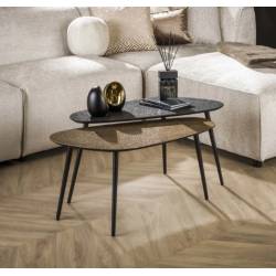 Kavos staliukų komplektas METALLIC 39x84 rudai pilkas (2vnt.)