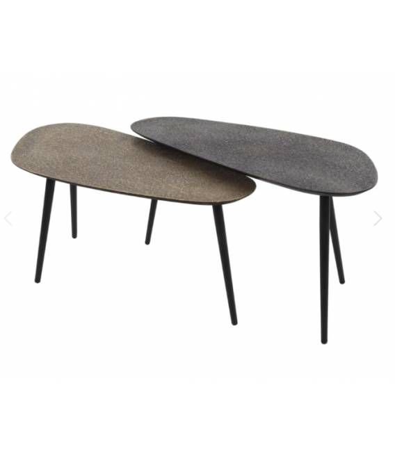 Kavos staliukų komplektas METALLIC 39x84 rudai pilkas (2vnt.)