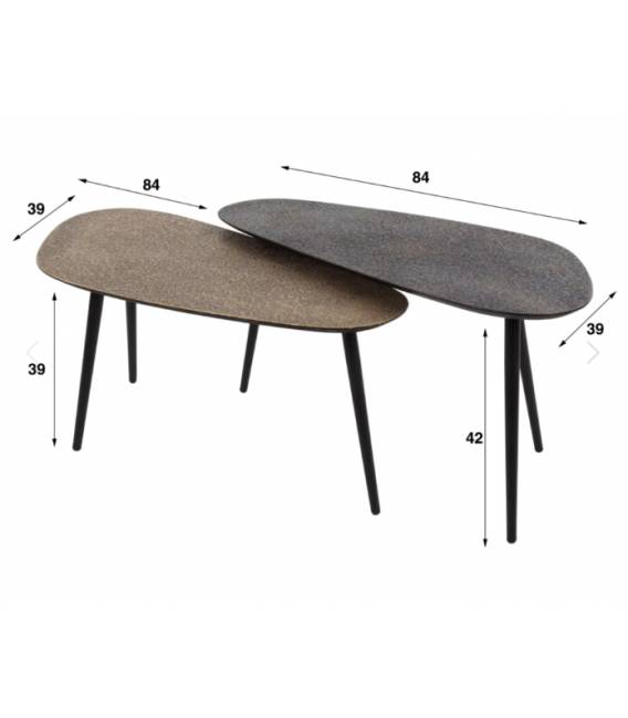 Kavos staliukų komplektas METALLIC 39x84 rudai pilkas (2vnt.)