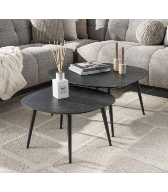 Kavos staliukų komplektas ORGA 60x64/ 79x85 tamsiai pilka (2vnt.)