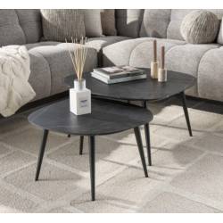 Kavos staliukų komplektas ORGA 60x64/ 79x85 tamsiai pilka (2vnt.)