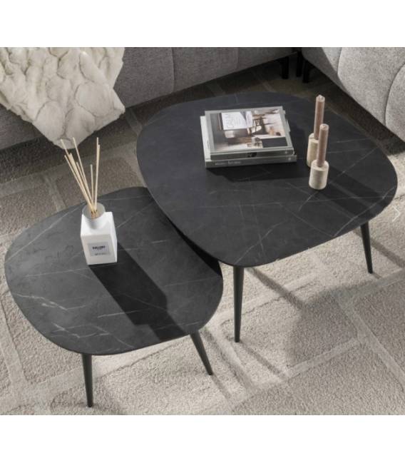 Kavos staliukų komplektas ORGA 60x64/ 79x85 tamsiai pilka (2vnt.)