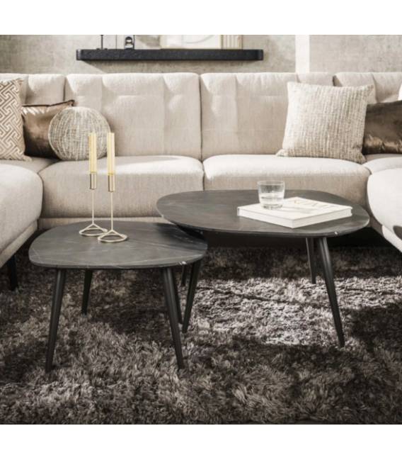 Kavos staliukų komplektas ORGA 60x64/ 79x85 tamsiai pilka (2vnt.)