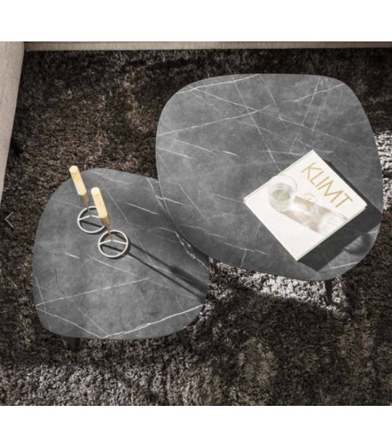 Kavos staliukų komplektas ORGA 60x64/ 79x85 tamsiai pilka (2vnt.)