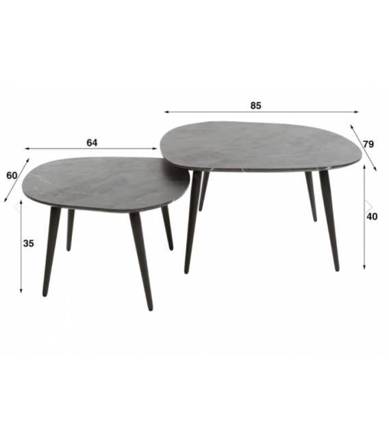 Kavos staliukų komplektas ORGA 60x64/ 79x85 tamsiai pilka (2vnt.)