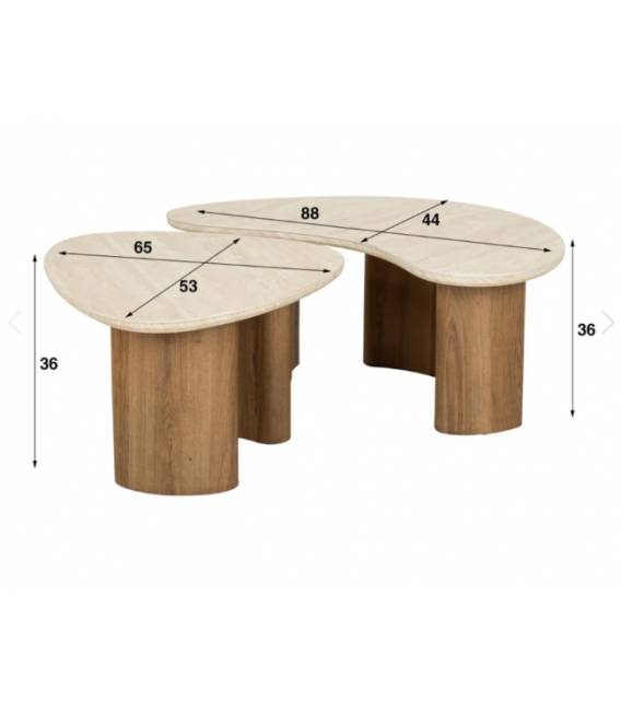 Kavos staliukų komplektas TRAVA 53x65/ 44x88 rudas (2vnt.)