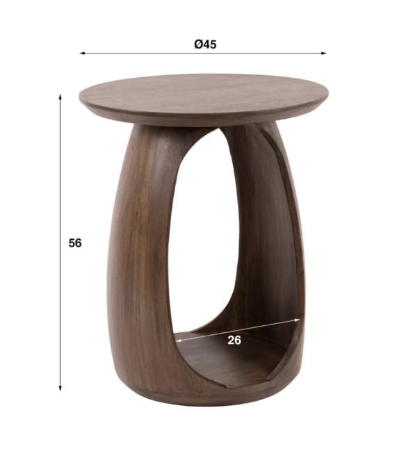 Šoninis staliukas FLOW Ø45 tamsiai rudas