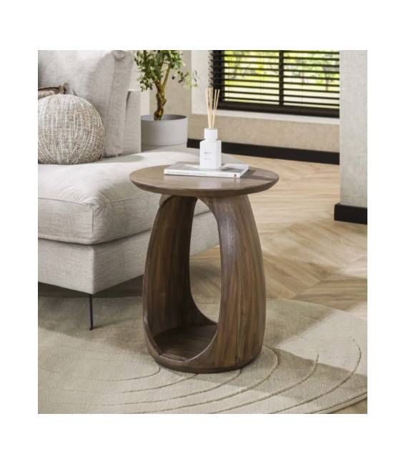 Šoninis staliukas FLOW Ø45 tamsiai rudas