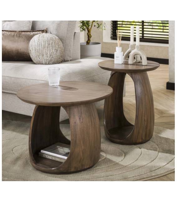 Šoninis staliukas FLORA Ø60 rudas