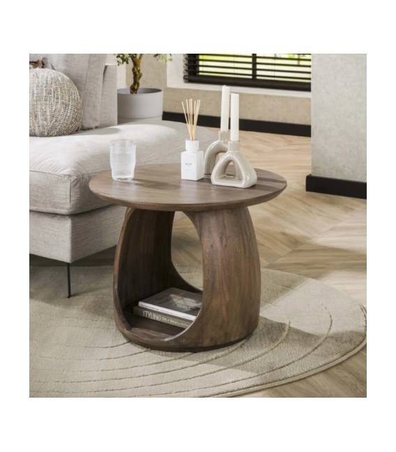 Šoninis staliukas FLORA Ø60 rudas