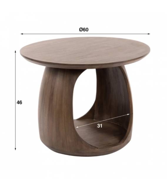 Šoninis staliukas FLORA Ø60 rudas