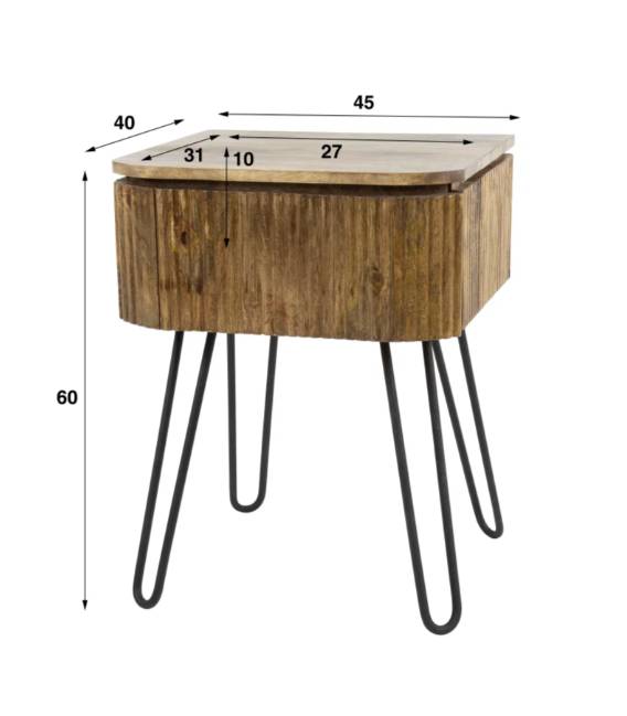 Naktinis staliukas WAVE 40x45 rudas