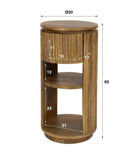 Naktinė spintelė WAVO Ø30 ruda