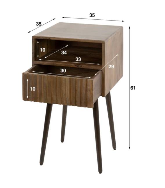 Naktinis staliukas CARVE 35x35 rudas