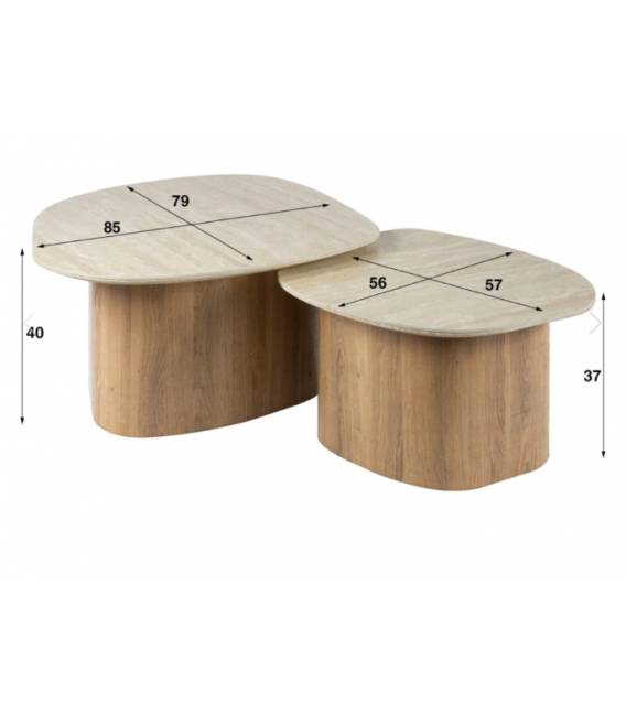 Kavos staliukų komplektas ROMA 79x85/ 56x57 rudas