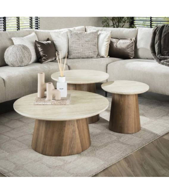 Kavos staliukų komplektas ROMEO Ø45/Ø60/Ø80 rusvas