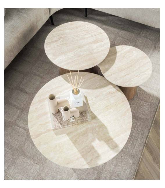 Kavos staliukų komplektas ROMEO Ø45/Ø60/Ø80 rusvas