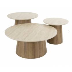 Kavos staliukų komplektas ROMEO Ø45/Ø60/Ø80 rusvas