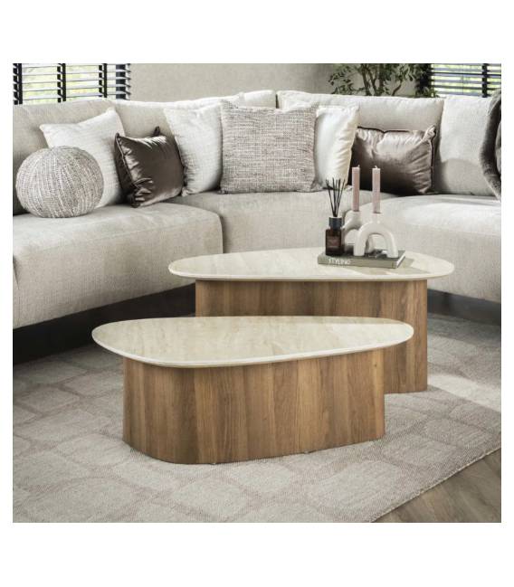 Kavos staliukų komplektas ROMANO 43x90/ 43x90 rusvas