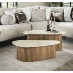 Kavos staliukų komplektas ROMANO 43x90/ 43x90 rusvas