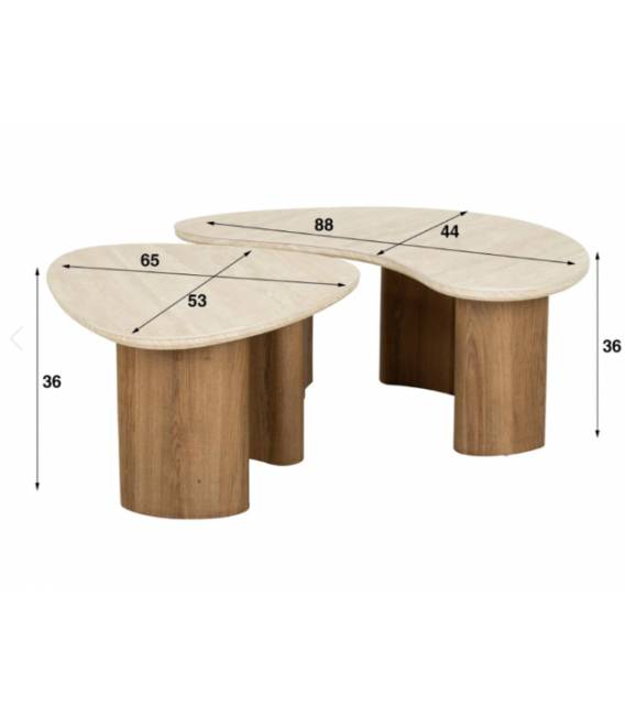 Kavos staliukų komplektas ROMEA 53x65/ 44x88 rusvas (2vnt.)