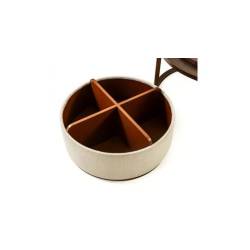 Pufas MARSIS Ø70 baltas/rudas