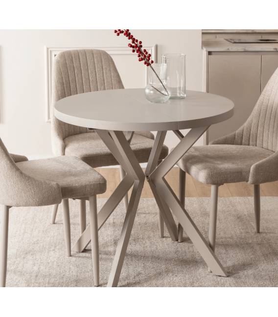 Išskleidžiamas stalas RIO Ø80(160) kreminis