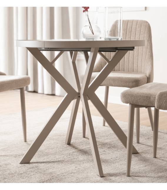 Išskleidžiamas stalas RIO Ø80(160) kreminis