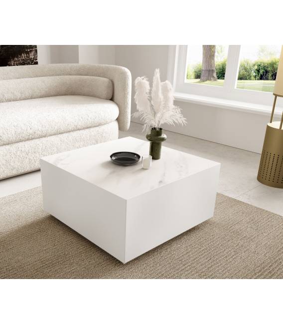 Kavos staliukas DAQU 65x65 bianco marble/ baltas