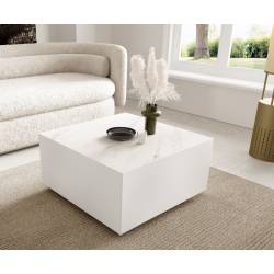 Kavos staliukas DAQU 65x65 bianco marble/ baltas