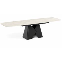 Išskleidžiamas stalas PRIMA 180(270)x90 white chromix/ juodos kojos