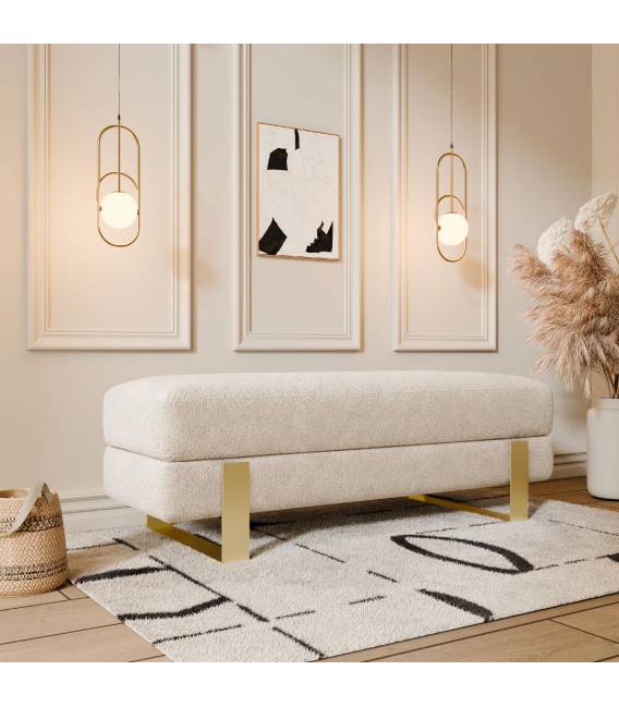 Suoliukas DEVELI 80x35 beige/ auksinės kojos