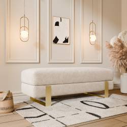 Suoliukas DEVELI 100x35 beige/ auksinės kojos