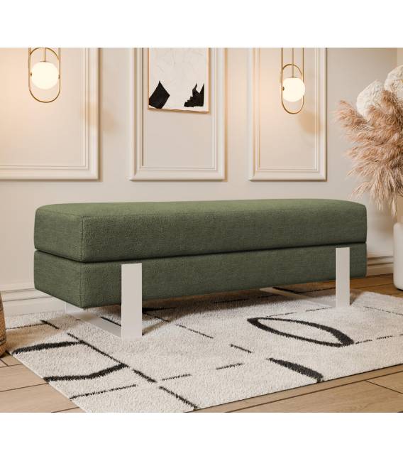 Suoliukas DEVELI 80x35 žalias/baltos kojos