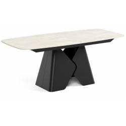 Išskleidžiamas stalas PRIMA 200(290)x90 white chromix/ juodos kojos