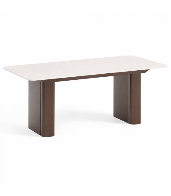 Išskleidžiamas stalas HOMER 200(296)x90 kreminis/ rudos kojos