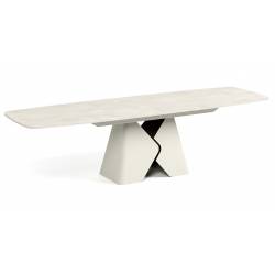 Išskleidžiamas stalas PRIMA 200(290)x90 white chromix/ smėlio kojos