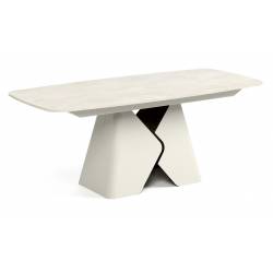 Išskleidžiamas stalas PRIMA 180(270)x90 white chromix/ smėlio kojos