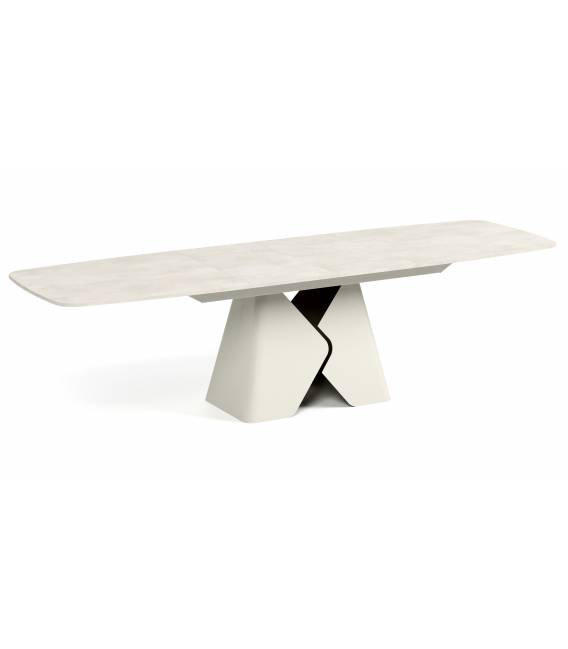 Išskleidžiamas stalas PRIMA 180(270)x90 white chromix/ smėlio kojos